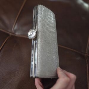 Kate Landry Metallic Silver Clutch